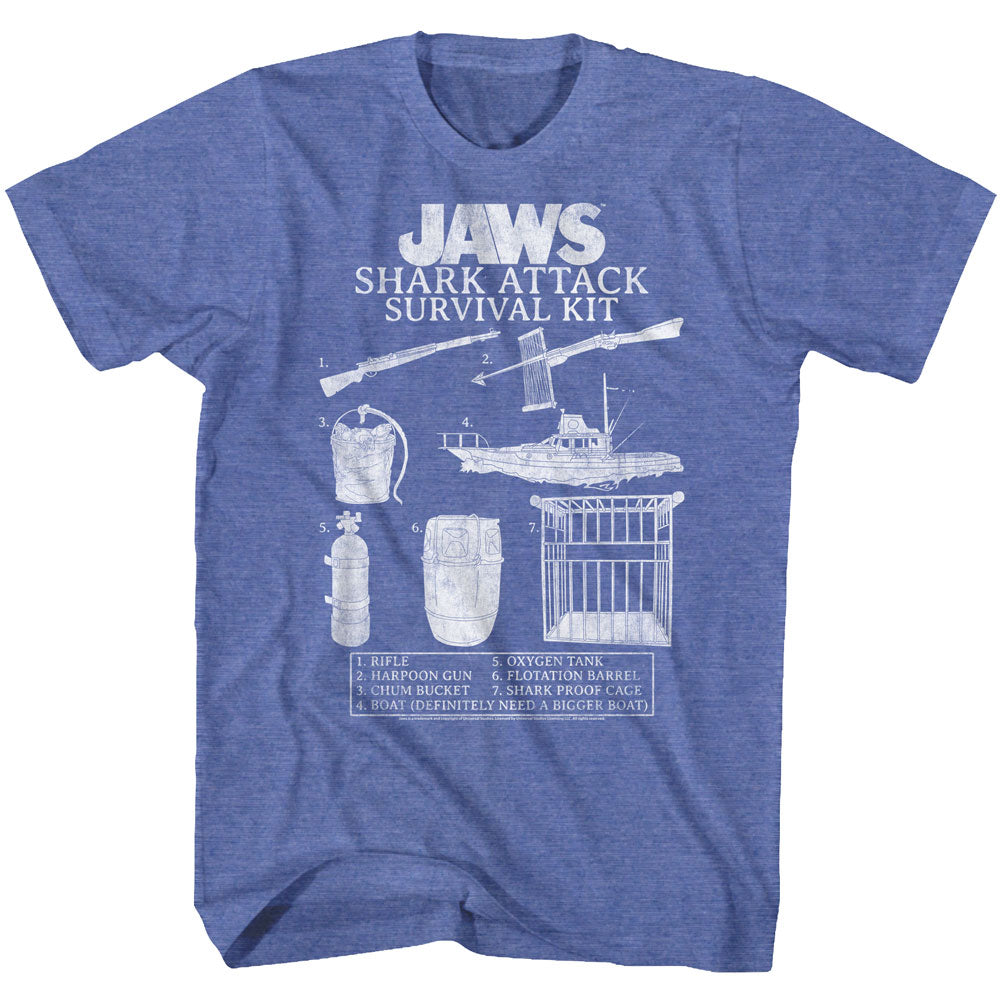 Jaws Mens S/S T-Shirt - Survival Kit 2 - Heather Royal Heather Hoodie, Sweatshirt | CiraTrend.com