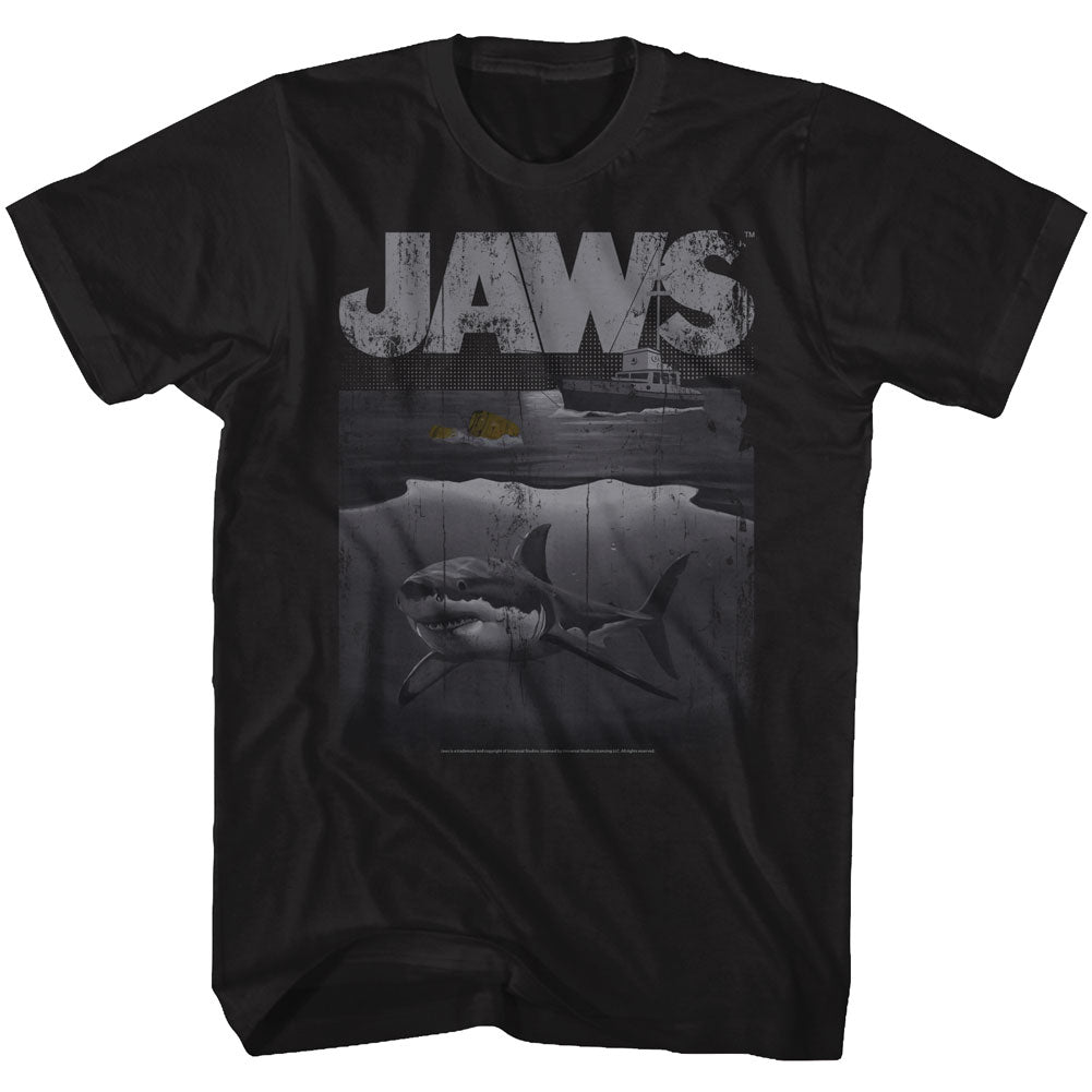 Jaws Mens S/S T-Shirt - Shark Boat - Heather Black Heather Hoodie, Sweatshirt | CiraTrend.com