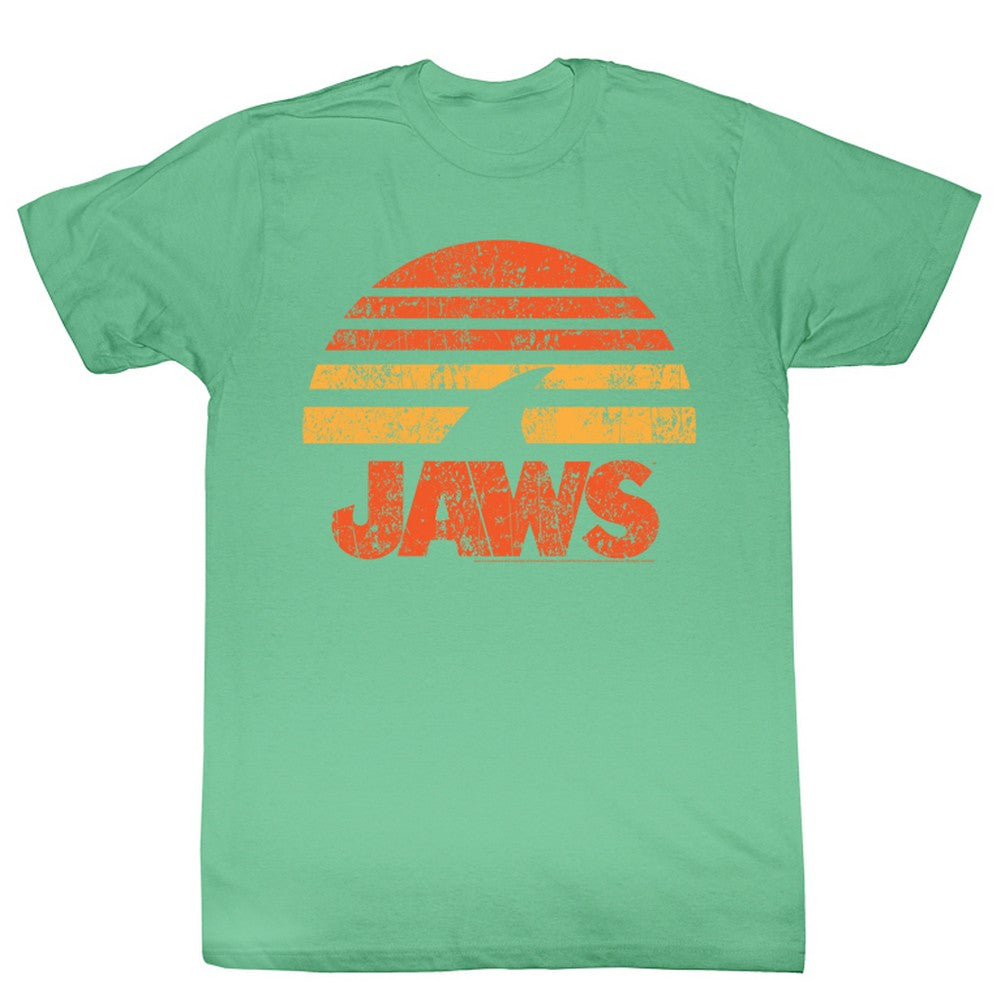 Jaws Mens S/S T-Shirt - Shark Sun - Heather Mahi Heather Hoodie, Sweatshirt | CiraTrend.com