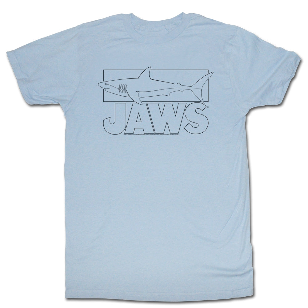 Jaws Mens S/S T-Shirt - Line Shark - Solid Light Blue Hoodie, Sweatshirt | CiraTrend.com