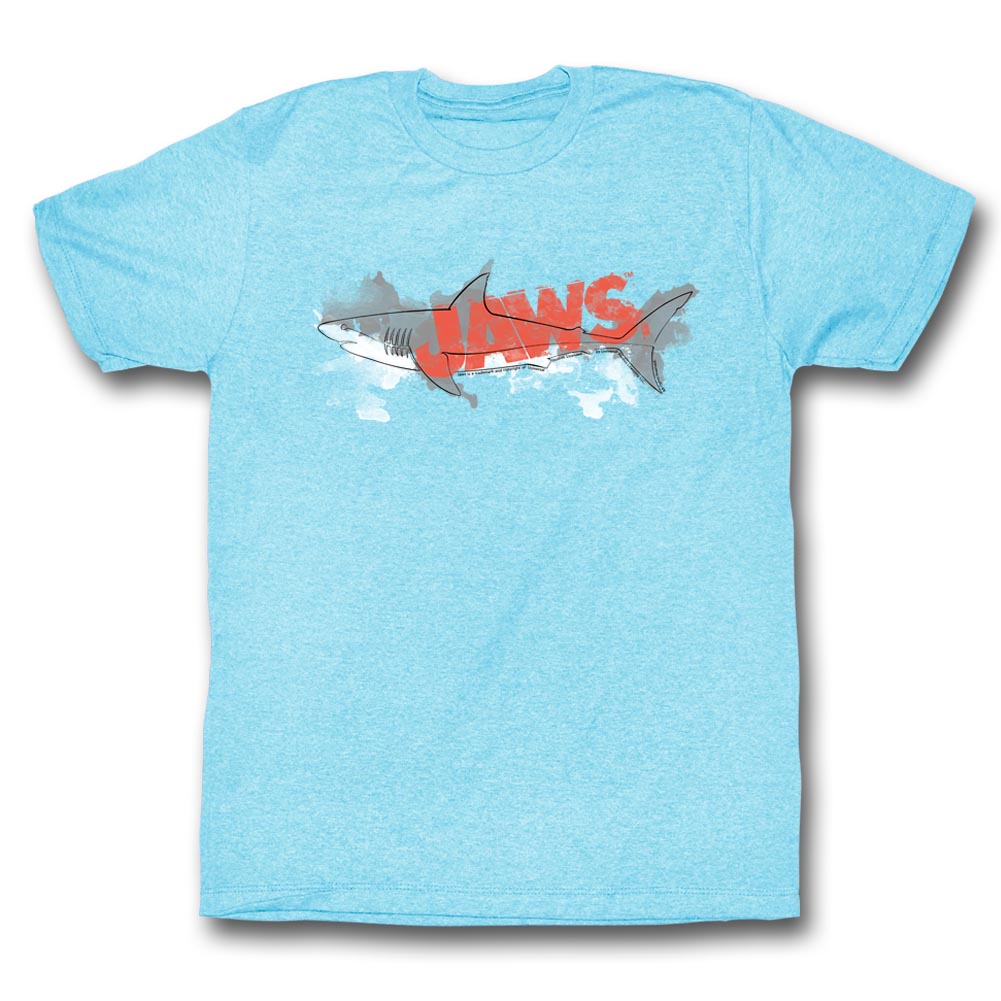 Jaws Mens S/S T-Shirt - Watermark - Heather Light Blue Heather Hoodie, Sweatshirt | CiraTrend.com