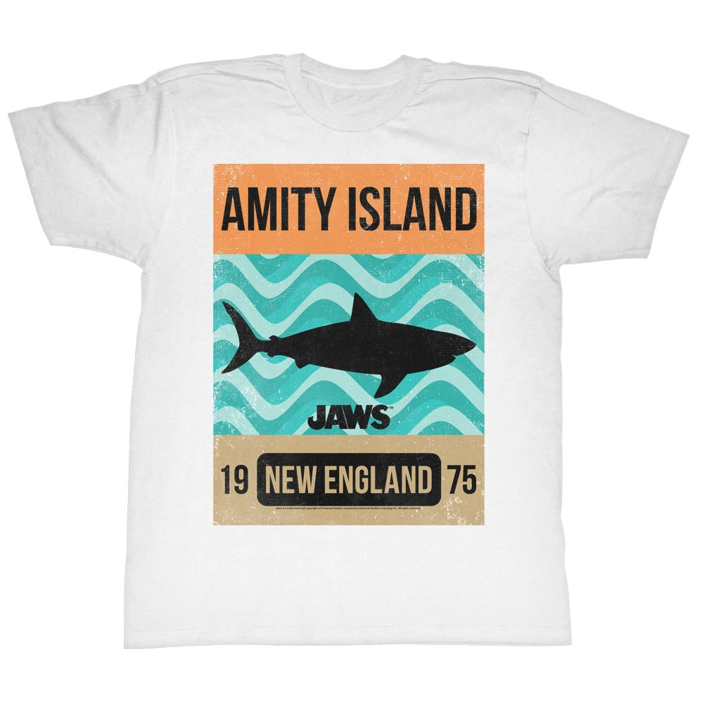 Jaws Mens S/S T-Shirt - Waves - Solid White Hoodie, Sweatshirt | CiraTrend.com