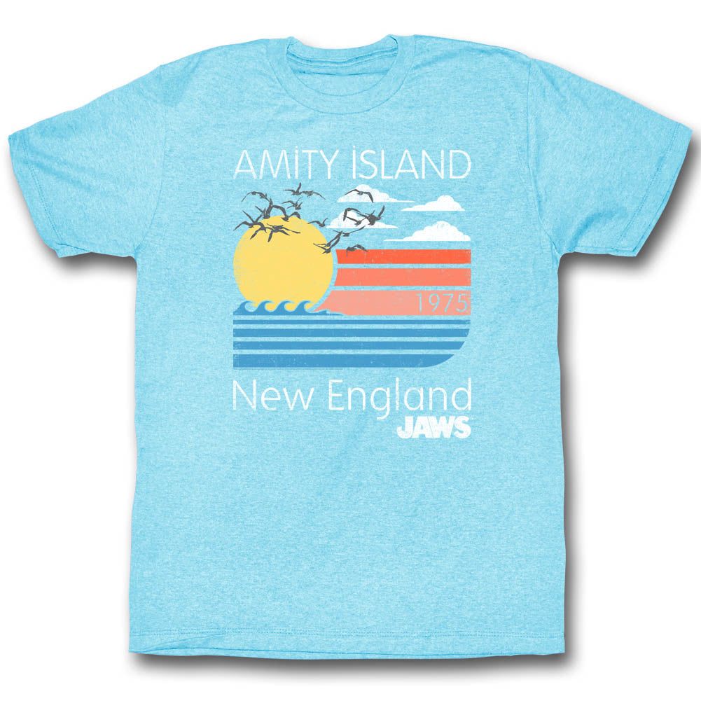 Jaws Mens S/S T-Shirt - Pastels - Heather Light Blue Heather Hoodie, Sweatshirt | CiraTrend.com