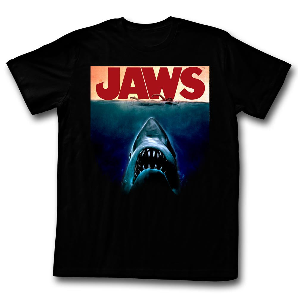Jaws Mens S/S T-Shirt - Poster Again - Solid Black Hoodie, Sweatshirt | CiraTrend.com