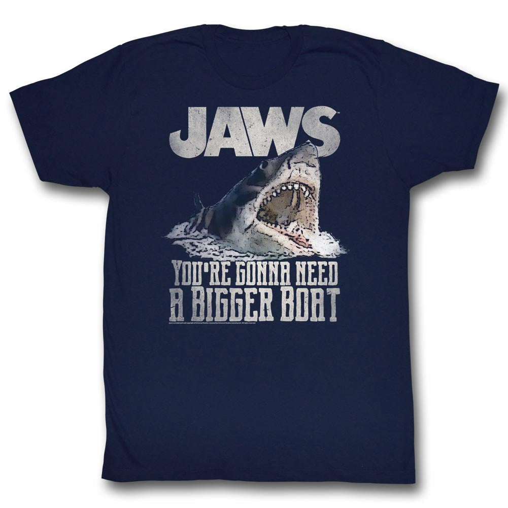 Jaws Mens S/S T-Shirt - Real Big - Solid Navy Hoodie, Sweatshirt | CiraTrend.com