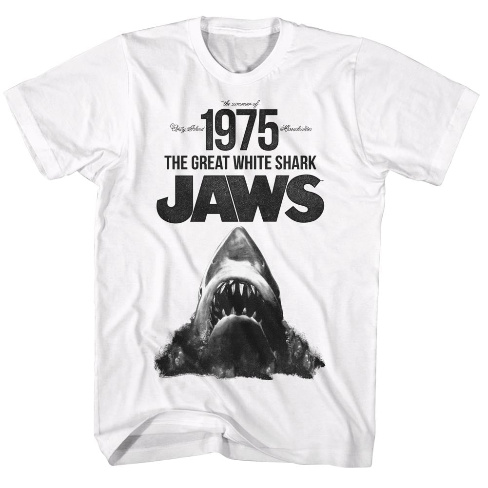 Jaws Mens S/S T-Shirt - Summer Of '75 - Solid White Hoodie, Sweatshirt | CiraTrend.com