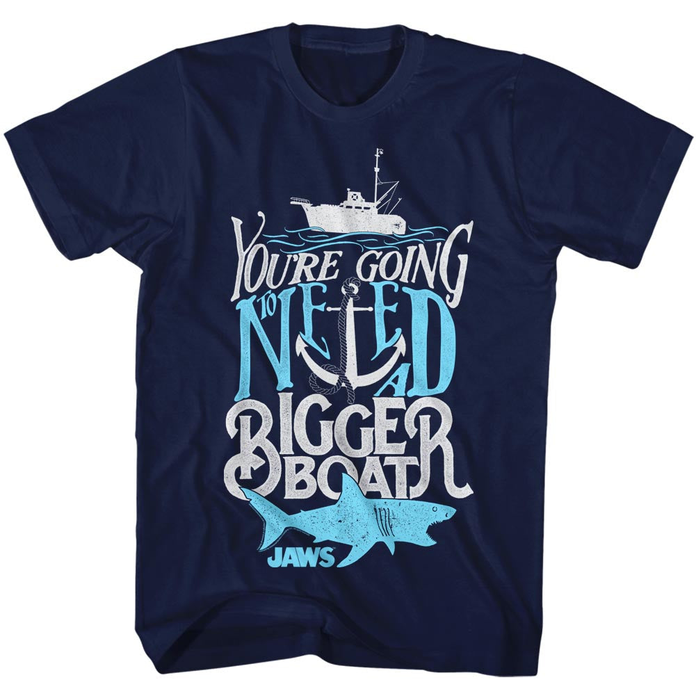 Jaws Mens S/S T-Shirt - Typography - Solid Navy Hoodie, Sweatshirt | CiraTrend.com