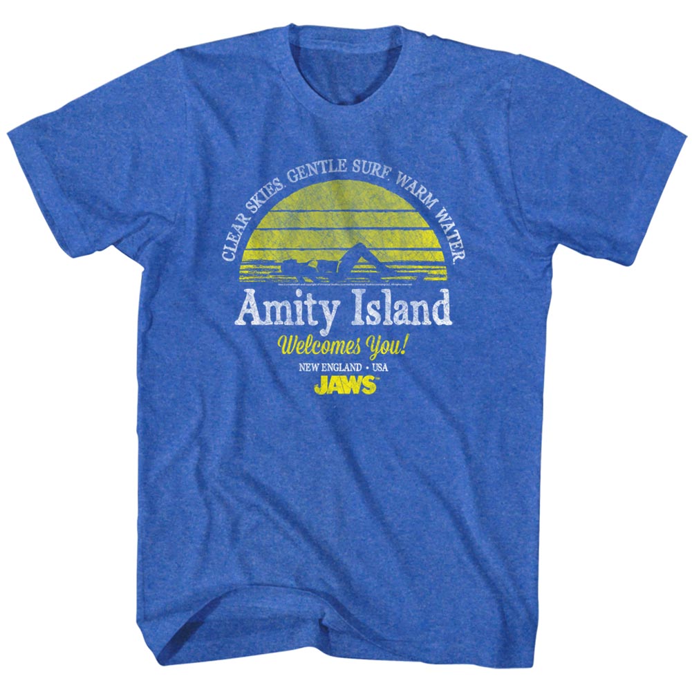 Jaws Mens S/S T-Shirt - Clear Skies - Heather Royal Heather Hoodie, Sweatshirt | CiraTrend.com