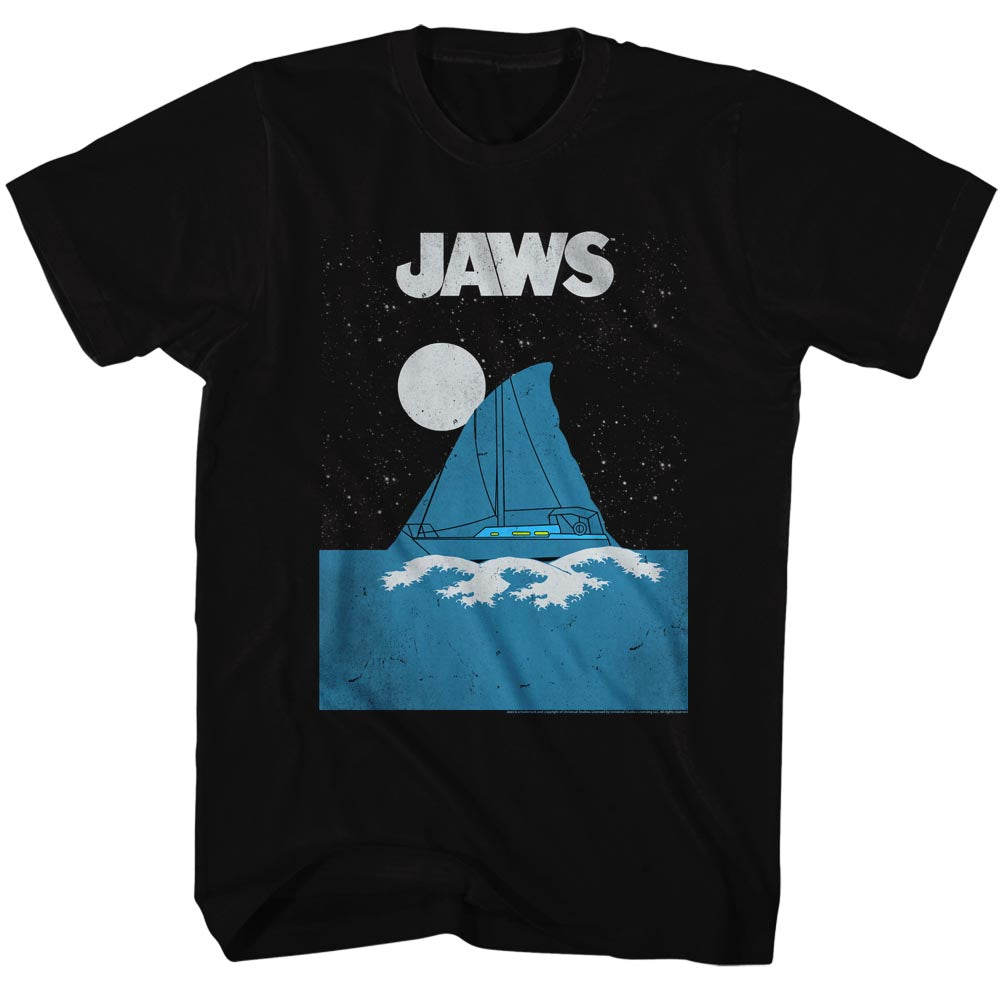Jaws Mens S/S T-Shirt - Jaws Boat Fin - Solid Black Hoodie, Sweatshirt | CiraTrend.com