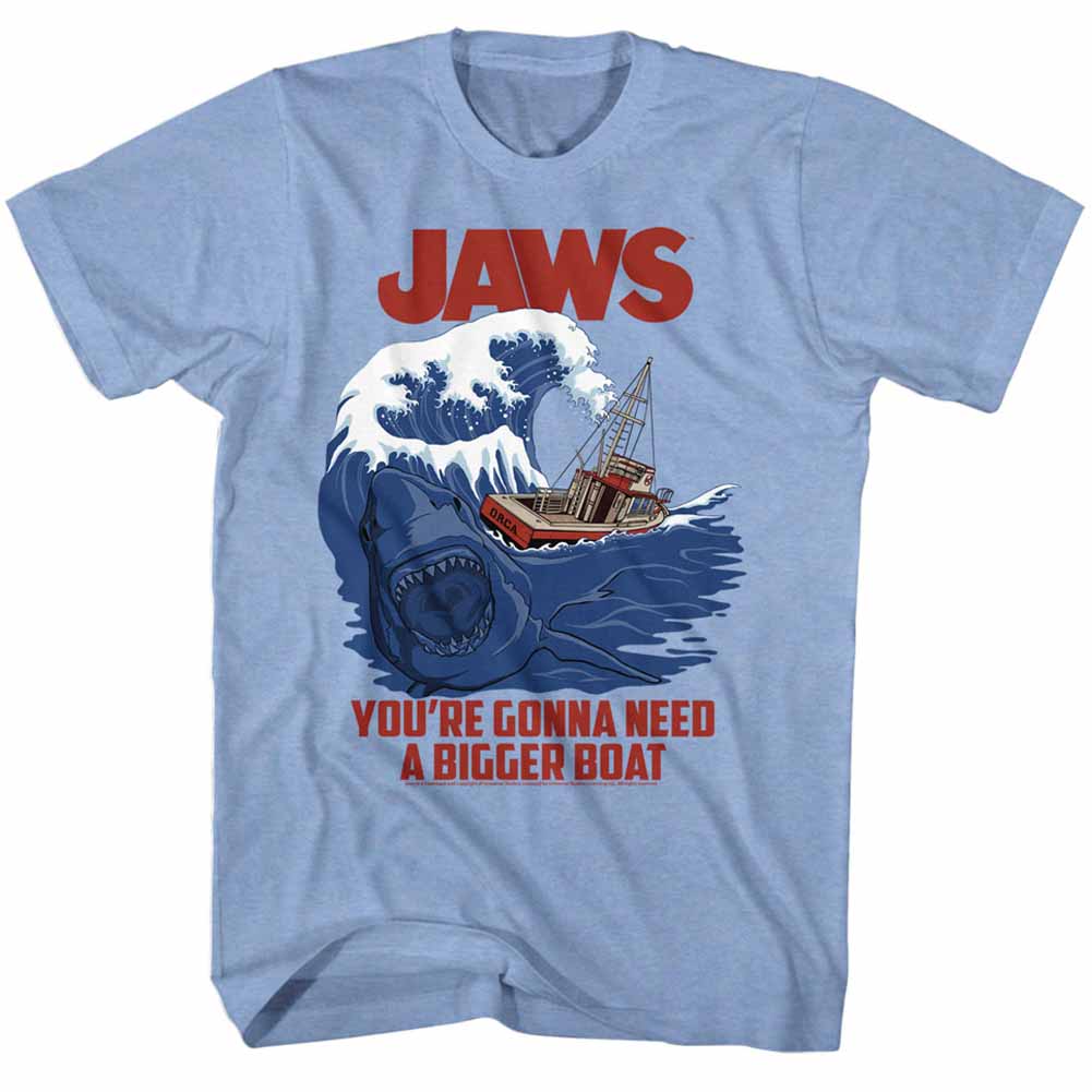 Jaws Mens S/S T-Shirt - Swell Text - Heather Light Blue Heather Hoodie, Sweatshirt | CiraTrend.com