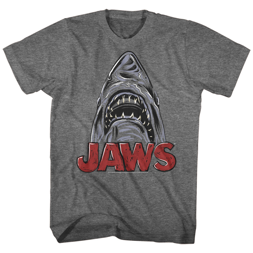 Jaws Mens S/S T-Shirt - Sketchy Shark - Heather Graphite Heather Hoodie, Sweatshirt | CiraTrend.com