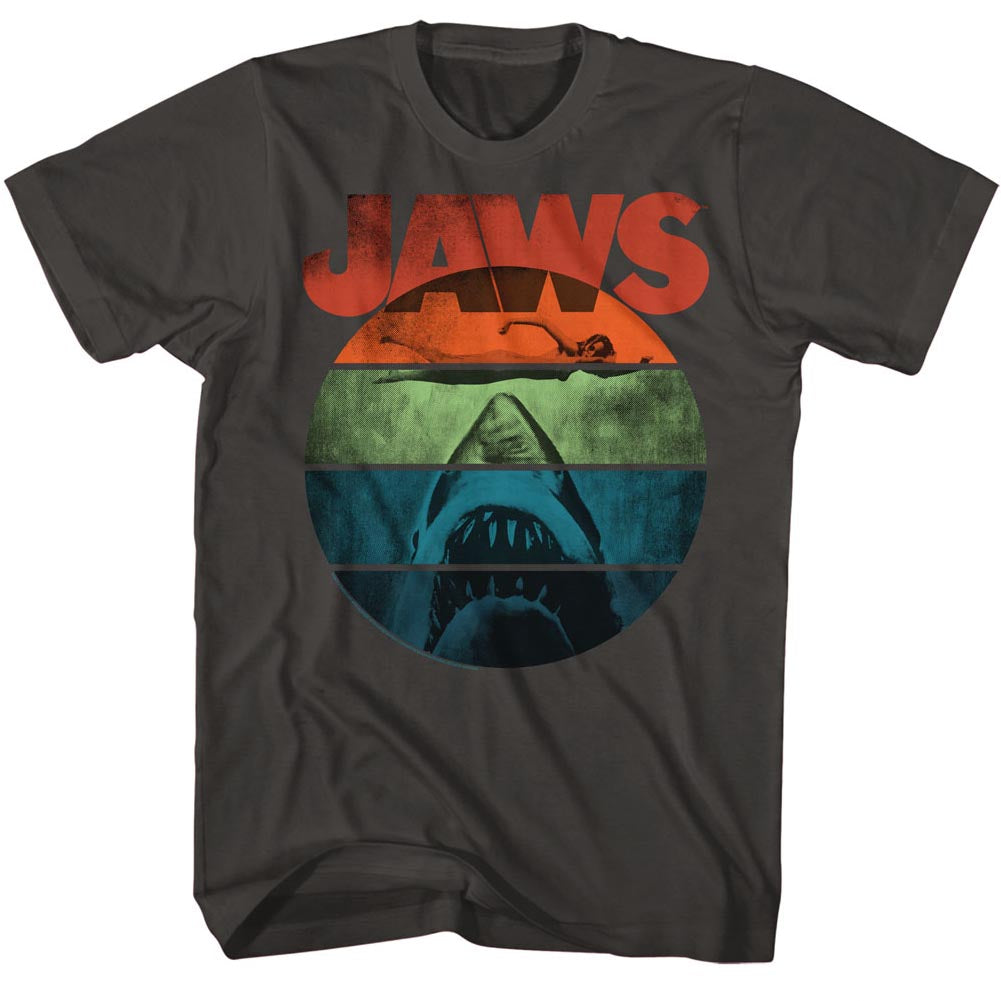Jaws Mens S/S T-Shirt - Text Arch - Solid Smoke Hoodie, Sweatshirt | CiraTrend.com