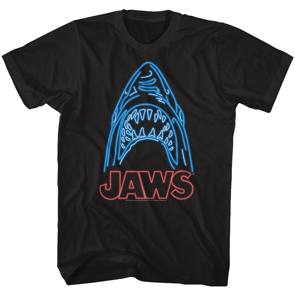 Jaws Mens S/S T-Shirt - Neon - Solid Black Hoodie, Sweatshirt | CiraTrend.com