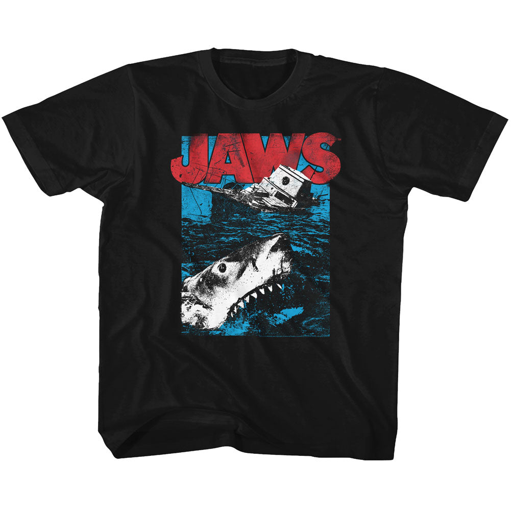 Jaws Youth S/S T-Shirt - Great White - Solid Black Hoodie, Sweatshirt | CiraTrend.com