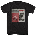 Jaws Mens S/S T-Shirt - Newspaper - Solid Black Hoodie, Sweatshirt | CiraTrend.com
