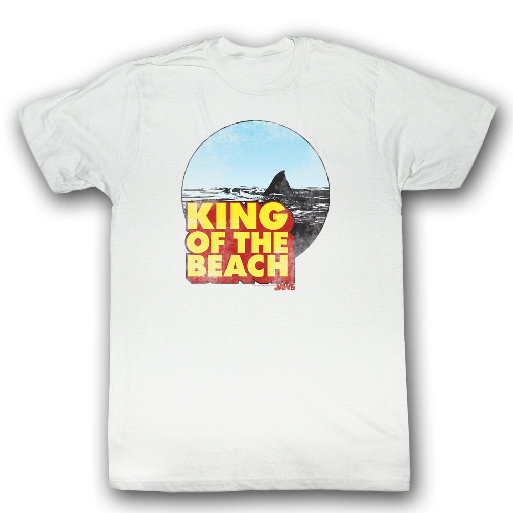 Jaws Mens S/S T-Shirt - King Of The Beach - Solid White Hoodie, Sweatshirt | CiraTrend.com
