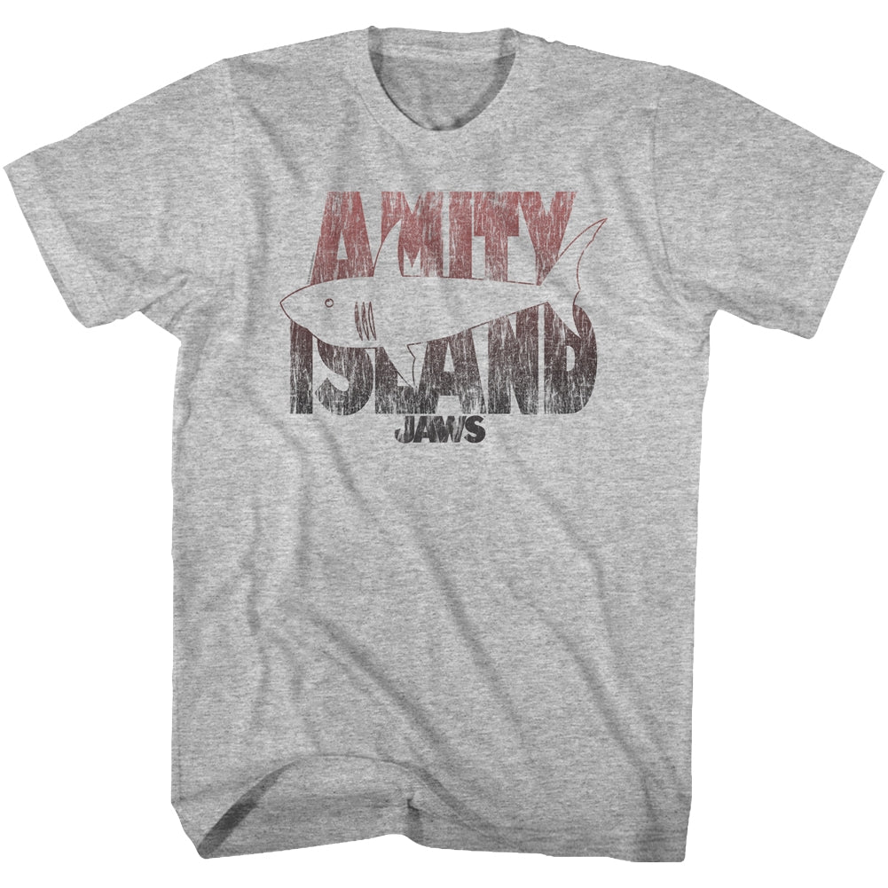 Jaws Mens S/S T-Shirt - Shark Line - Heather Gray Heather Hoodie, Sweatshirt | CiraTrend.com