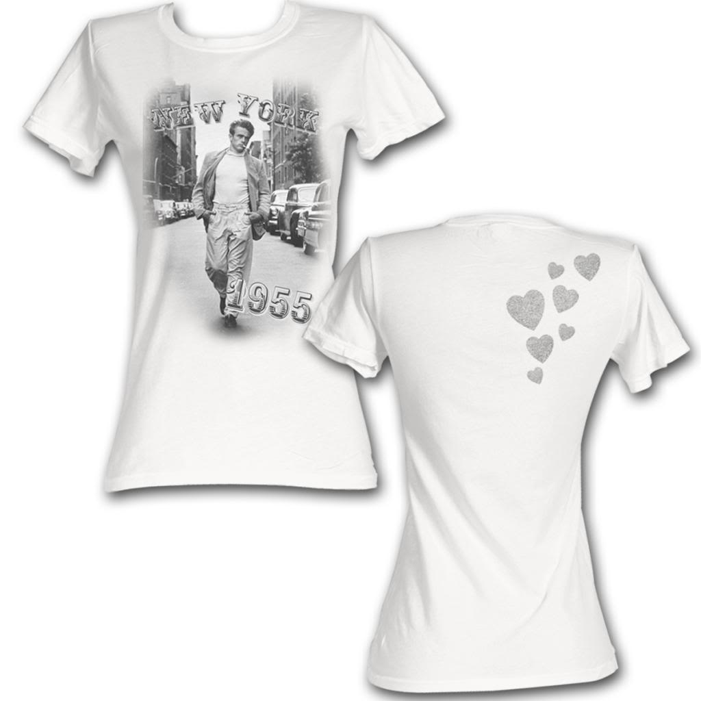 James Dean Girls Juniors S/S T-Shirt - 1955 - Solid White Hoodie, Sweatshirt | CiraTrend.com