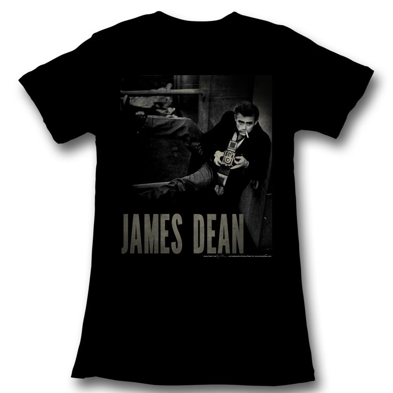 James Dean Girls Juniors S/S T-Shirt - Camera - Solid Black Hoodie, Sweatshirt | CiraTrend.com