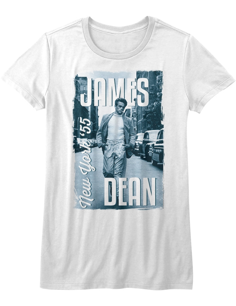 James Dean Girls Juniors S/S T-Shirt - James Dean '55 - Solid White Hoodie, Sweatshirt | CiraTrend.com