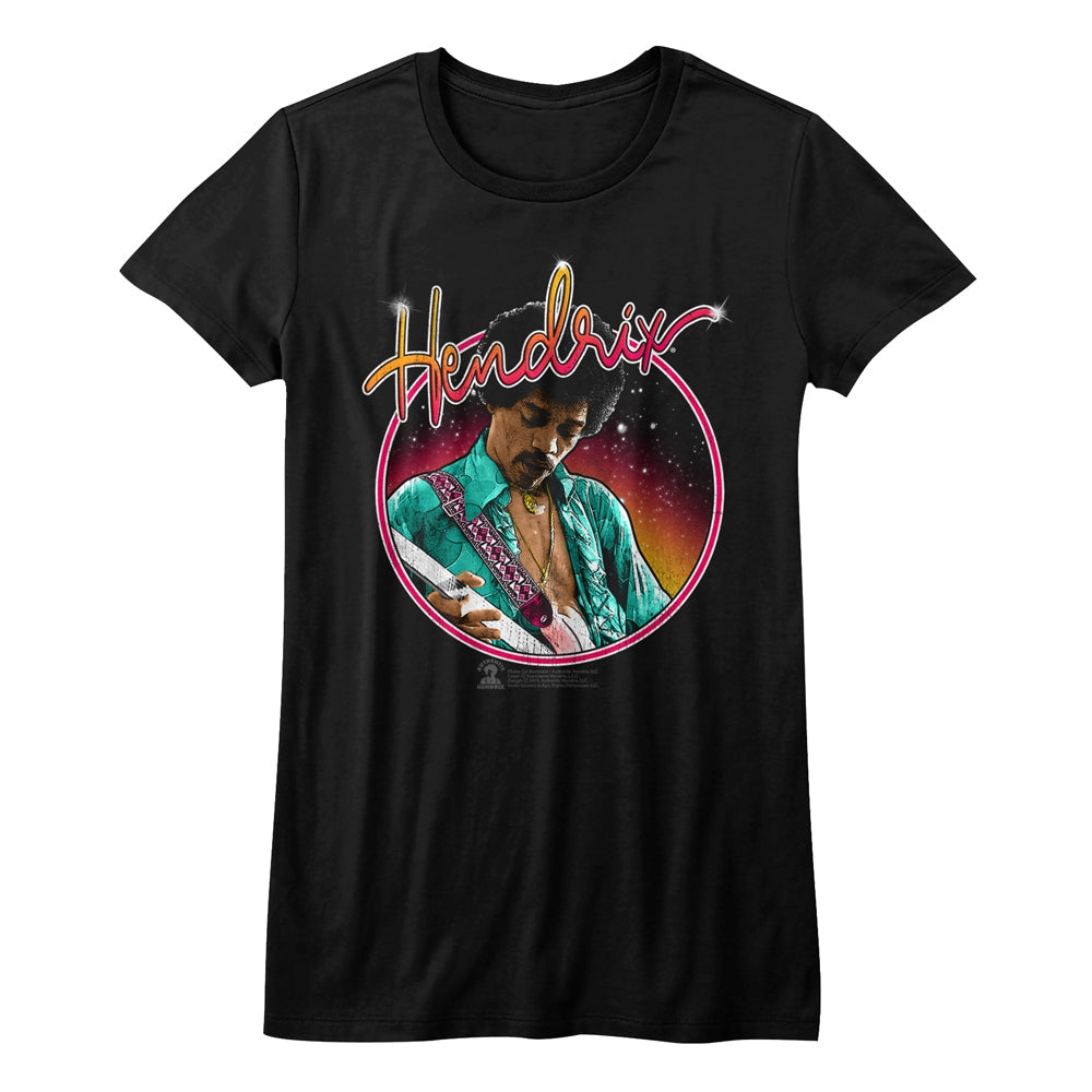 Jimi Hendrix Girls Juniors S/S T-Shirt - Neon - Solid Black Hoodie, Sweatshirt | CiraTrend.com