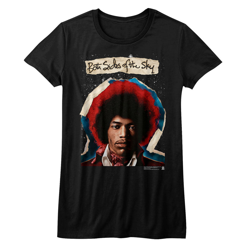 Jimi Hendrix Girls Juniors S/S T-Shirt - Both Sides - Solid Black Hoodie, Sweatshirt | CiraTrend.com
