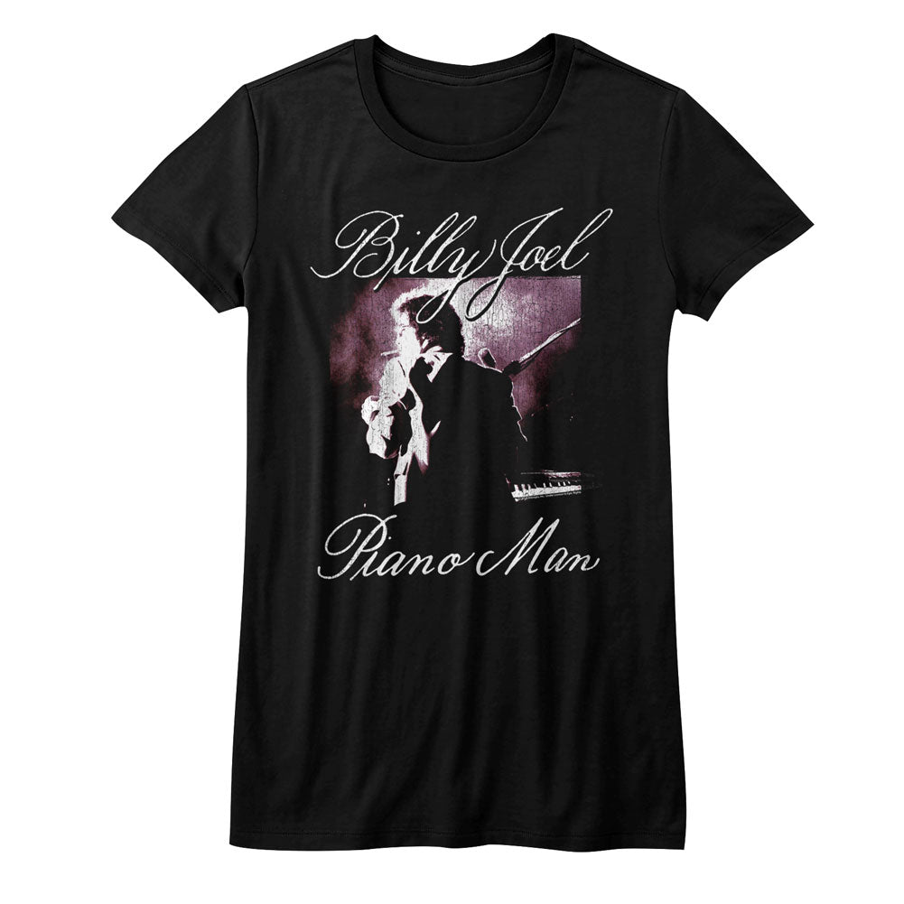 Billy Joel Girls Juniors S/S T-Shirt - Piano Man - Solid Black Hoodie, Sweatshirt | CiraTrend.com