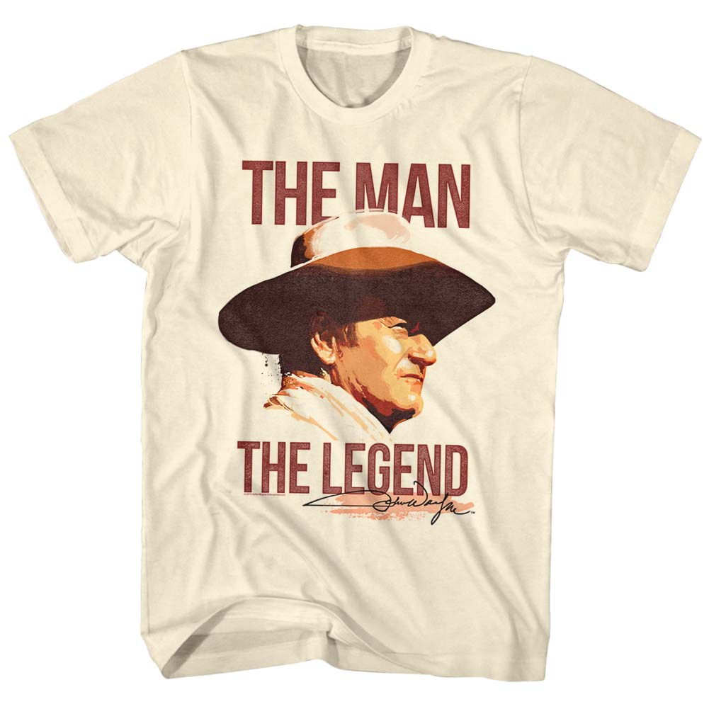 John Wayne Mens S/S T-Shirt - Man/Legend - Solid Natural Hoodie, Sweatshirt | CiraTrend.com