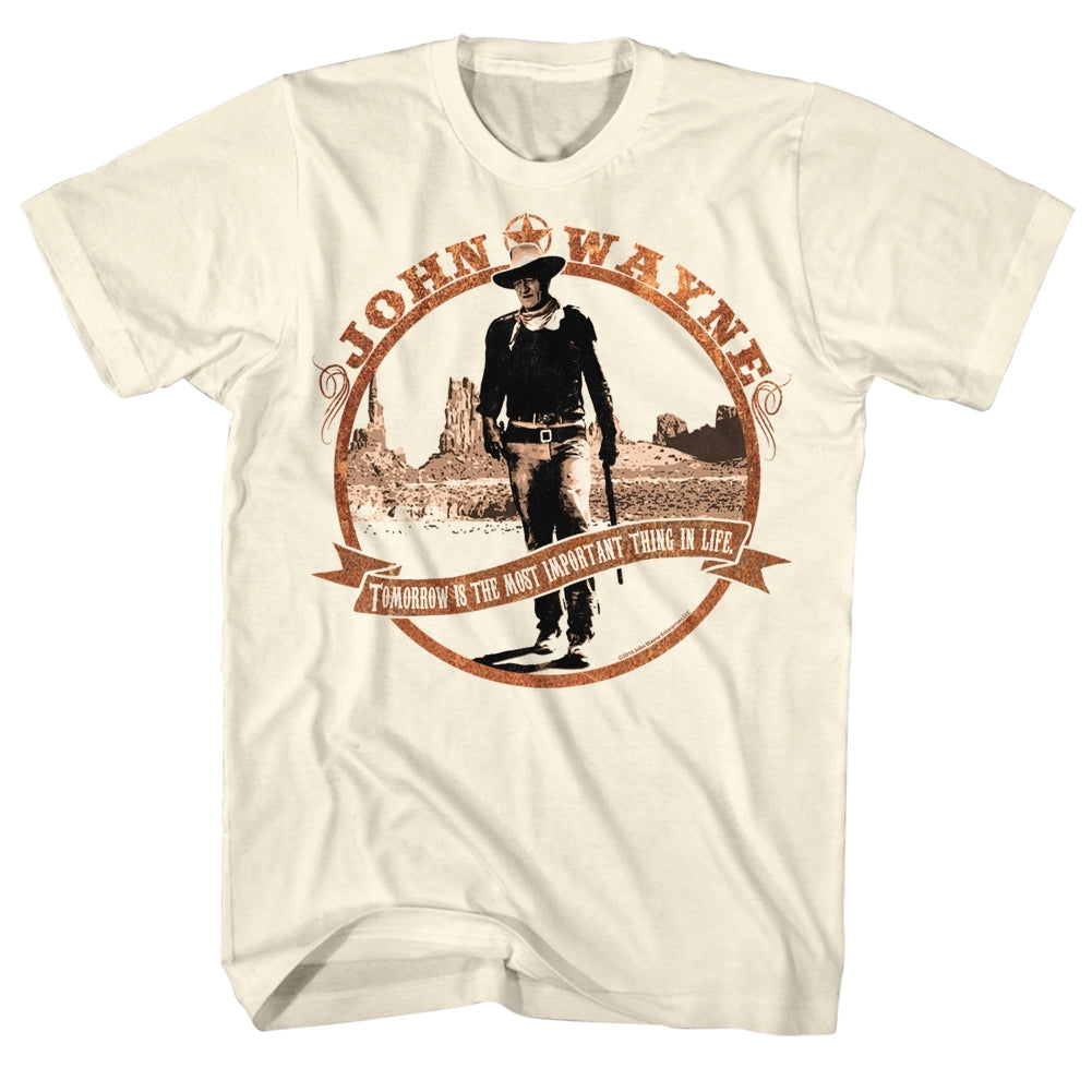 John Wayne Mens S/S T-Shirt - Tomorrow Is - Solid Natural Hoodie, Sweatshirt | CiraTrend.com