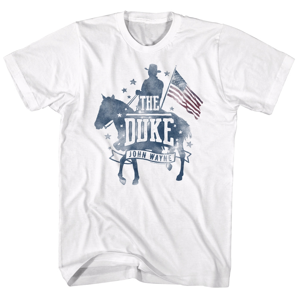 John Wayne Mens S/S T-Shirt - Patriotic Silhouette - Solid White Hoodie, Sweatshirt | CiraTrend.com