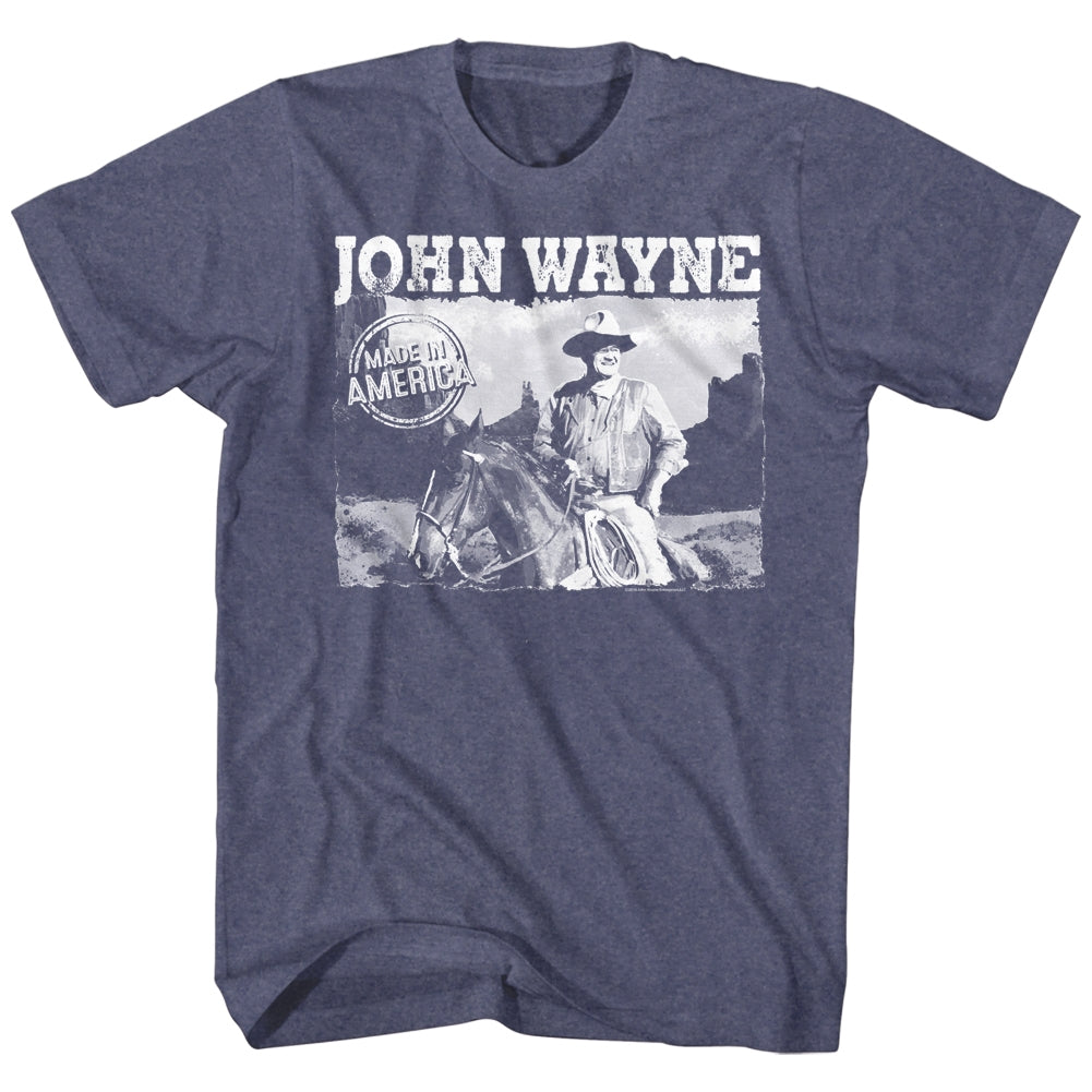 John Wayne Mens S/S T-Shirt - Made In America - Heather Vintage Blue Heather Hoodie, Sweatshirt | CiraTrend.com