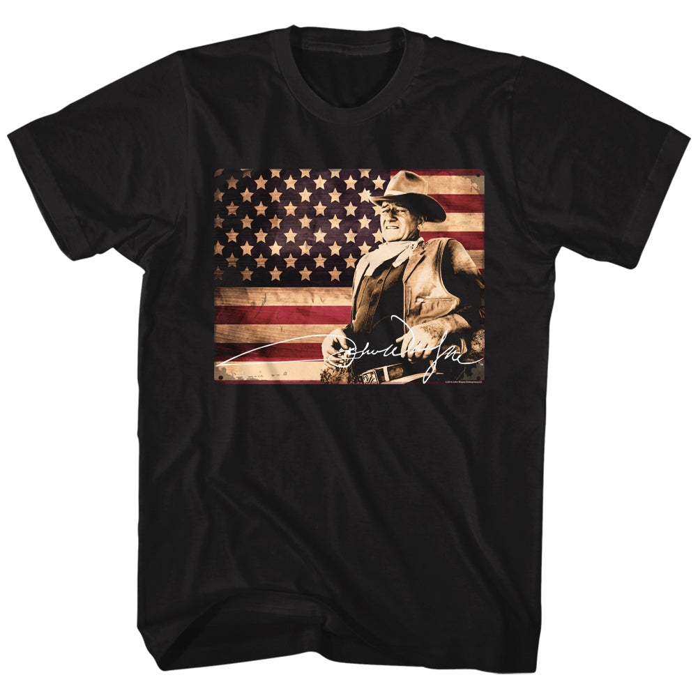 John Wayne Mens S/S T-Shirt - Tin Sign - Solid Black Hoodie, Sweatshirt | CiraTrend.com