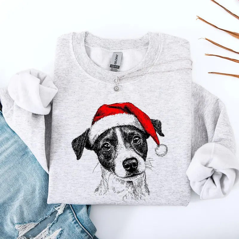 Jack Russell, Santa, Terrier Dog, Christmas, Dog Lover, Pet Sweatshirt, Crew Neck, Women's, Crewneck T-Shirts, Hoodie