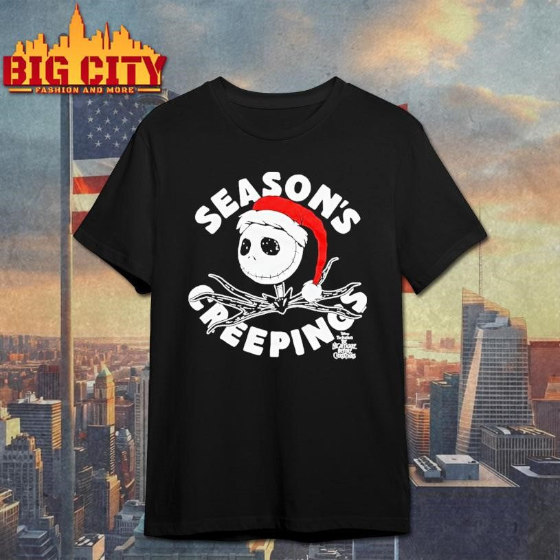 Jack Skellington Wearing Santa Claus Before Christmas Seasons Creepings Shirt