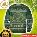 Jagermeister Big Logo In Green With Christmas Knitting Pattern Holiday Ugly Sweater