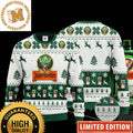 Jagermeister Signature Big Logo White And Green Snowflakes And Pine Tree Knitting Pattern Christmas Ugly Sweater 2023