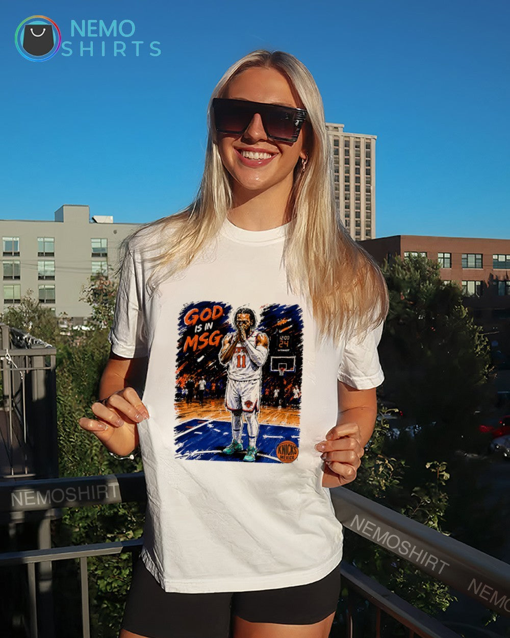 Jalen Brunson New York Knicks God is in MSG graphic shirt