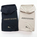 Jesus Is King Embroidered Valentine's Day Hoodie, Cross on Sleeve Sweatshirt, Couples Gift, Birthday Present for Him or...