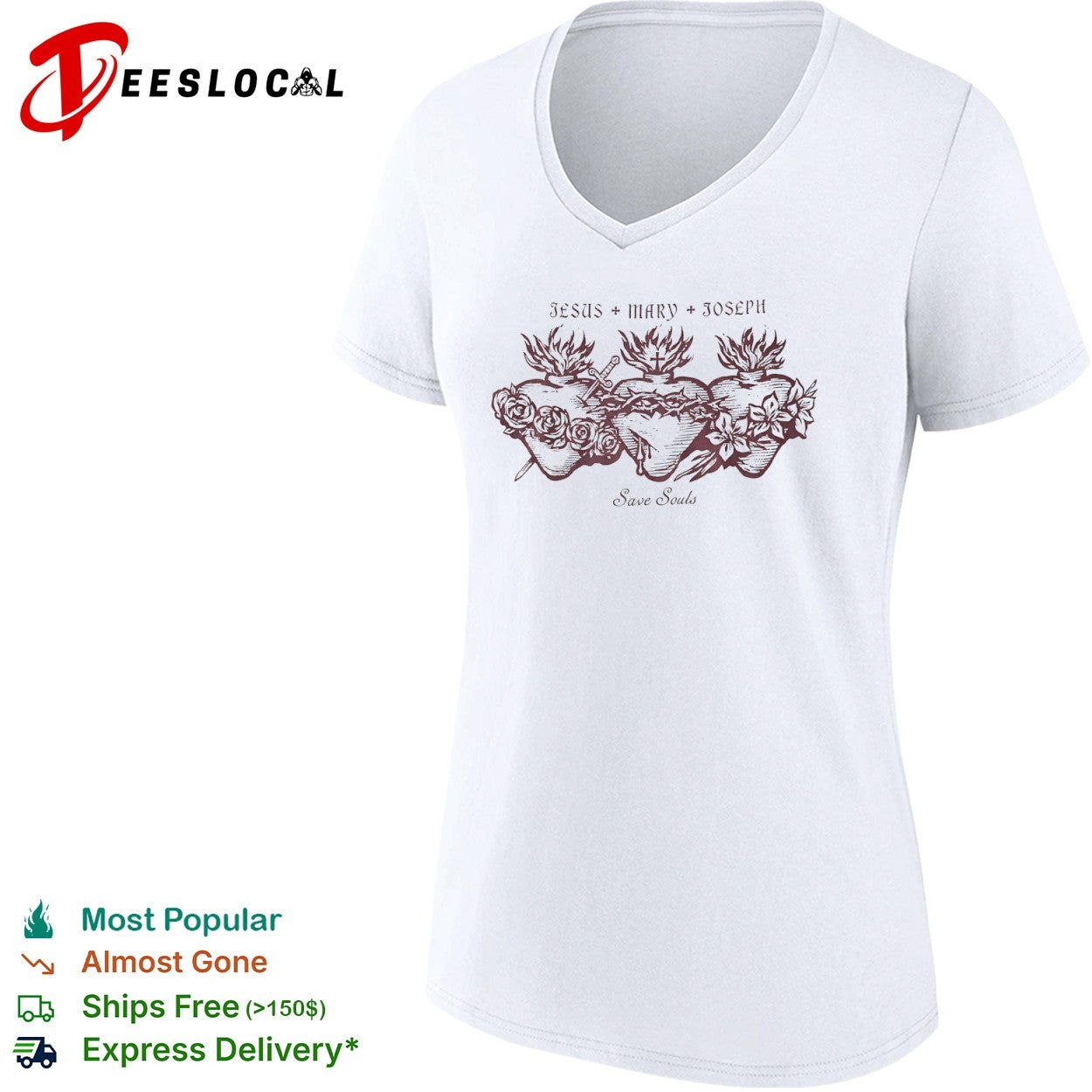 Jesus Mary Joseph Save Souls Sacred Hearts of the Holy Family Catholic Faith shirt