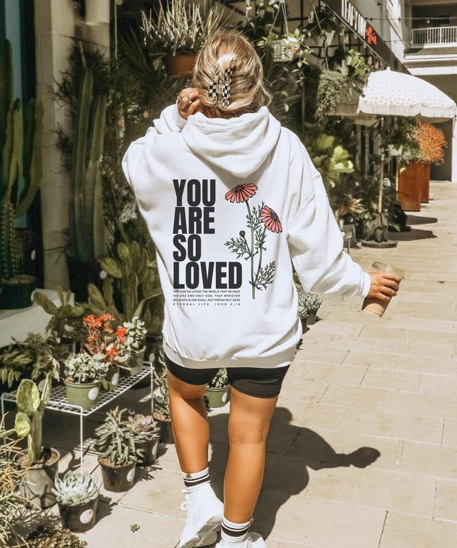 Jesus loves you hoodie Christian streetwear faith based John 3:16 Jesus crewneck Cotton Tops Menswear Polyester