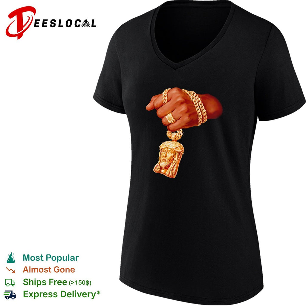 Jesus piece gold jewelry hip hop shirt