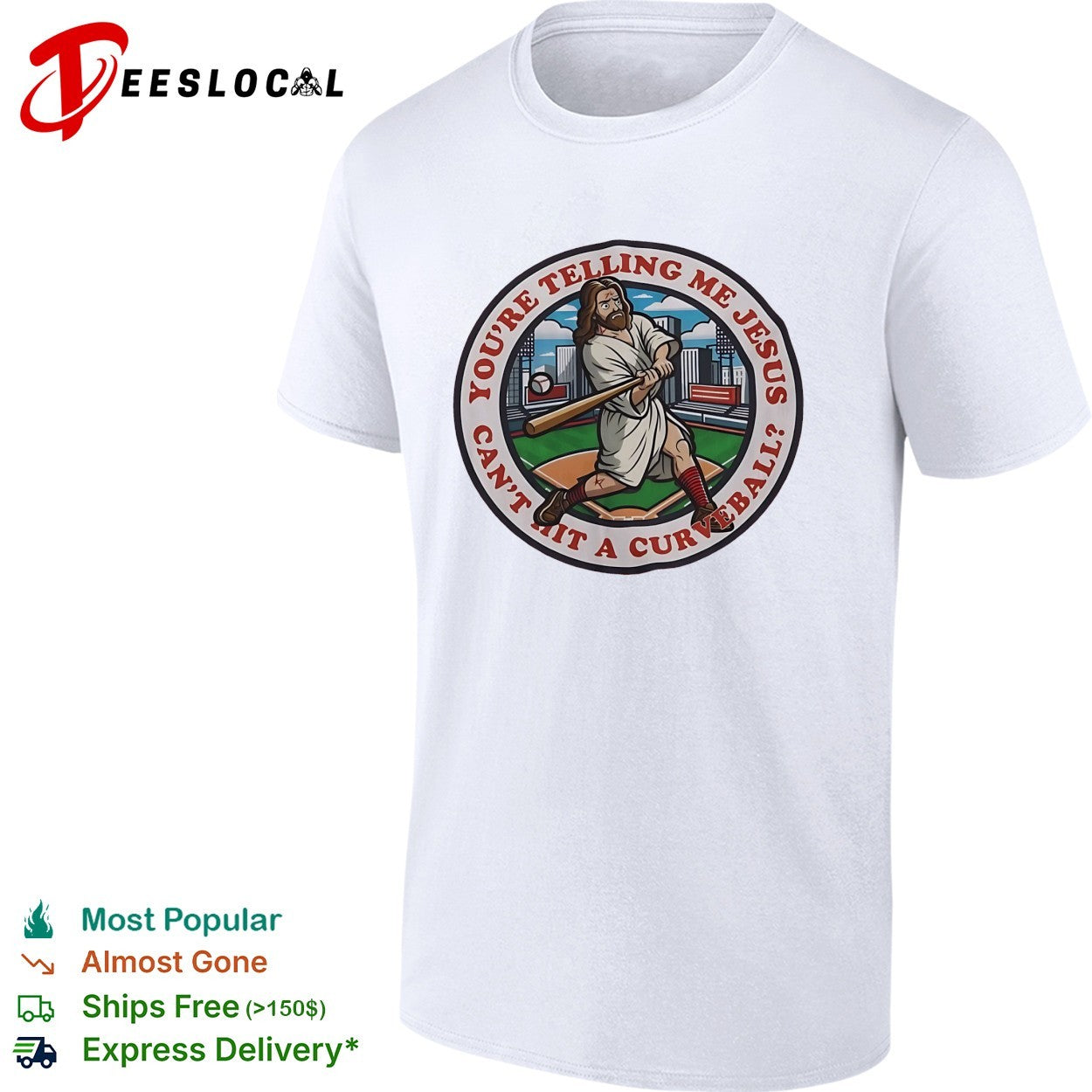 Jesus swinging baseball bat you’re telling me he can’t hit a curve ball shirt