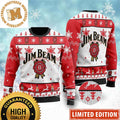 Jim Beam Whiskey Big Logo With Snowflakes Red And White Knitting Christmas Ugly Sweater