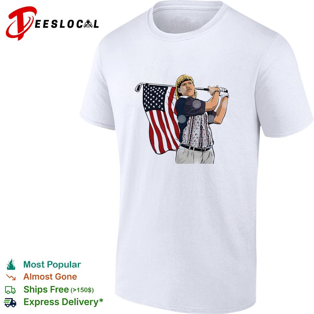 John Daly holding Golf stick flag 4th of July Golfer graphic shirt