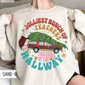Jolliest Bunch Of Teachers This Side Of The Hallway Sweatshirt, Purple Van Shirt, Teacher Christmas Shirt, Holiday...