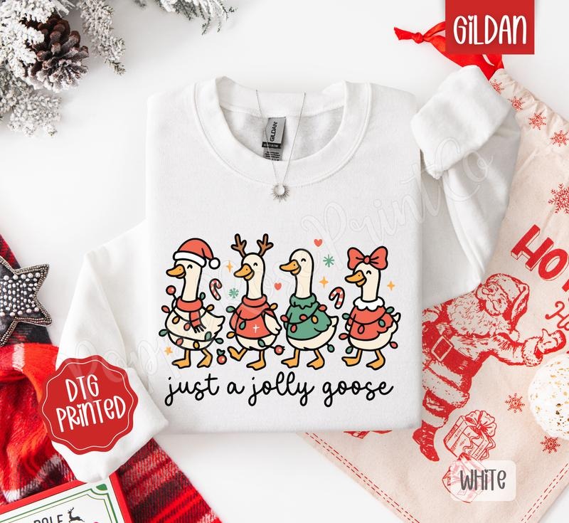 Jolly Goose Sweatshirt, Trendy Women's Christmas Crewneck T-Shirts, Hoodie | CiraTrend.com