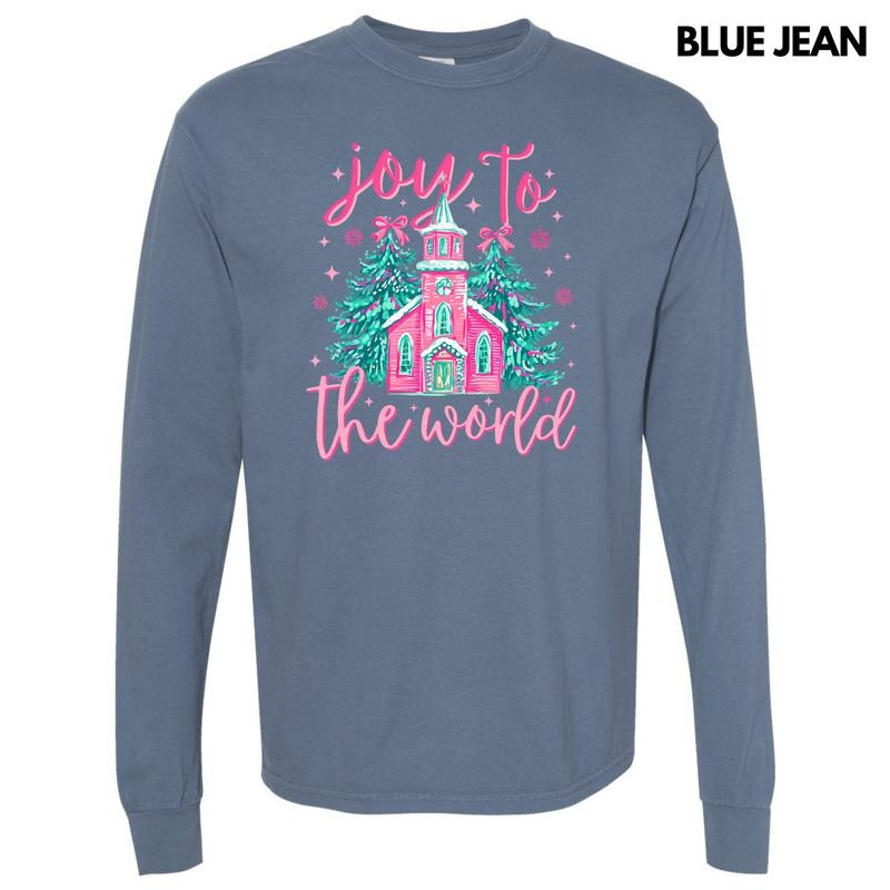 Joy To The World Pink Long Sleeve Comfort Colors T-Shirt 'NLB' Hoodie, Sweatshirt | CiraTrend.com