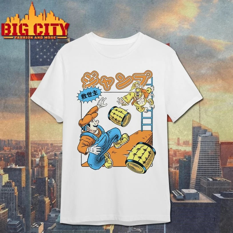 Jumping savior Donkey Kong rescue the princess shirt
