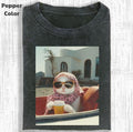 Just A Chill Girl Vintage Graphic Tee, Elegant Cat T-Shirt, Animal Shirt, Unisex Meme Cringe Funny Shirt, Menswear...