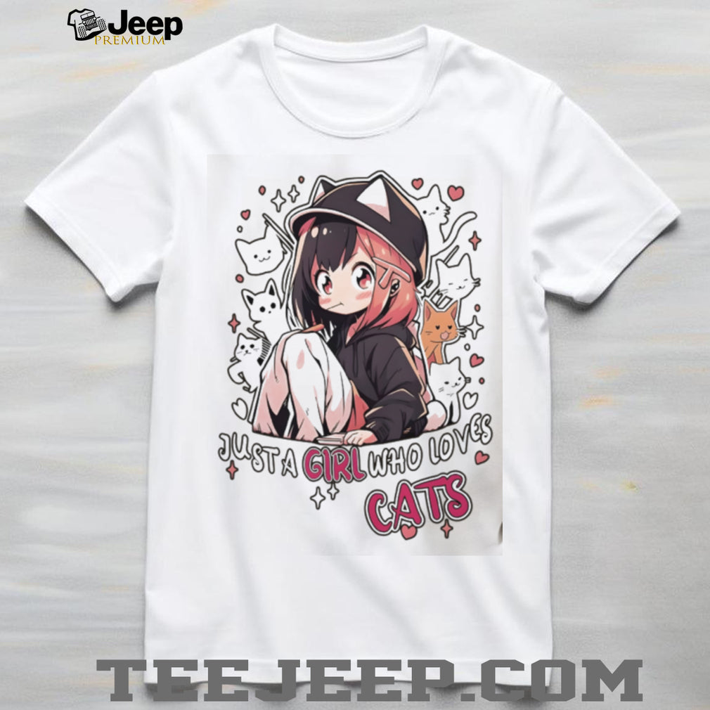 “Just A Girl Who Loves Cats” Cute Anime Aesthetic Oversized T Shirt